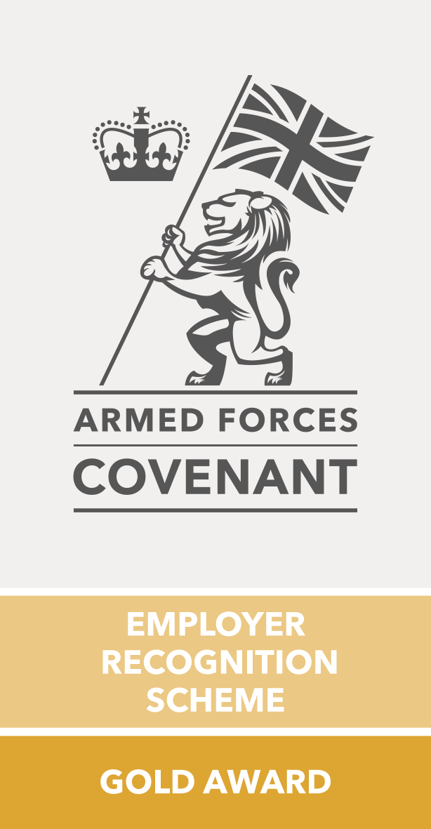 Armed Forces Covenant. Proudly supporting those who serve. Gold Award